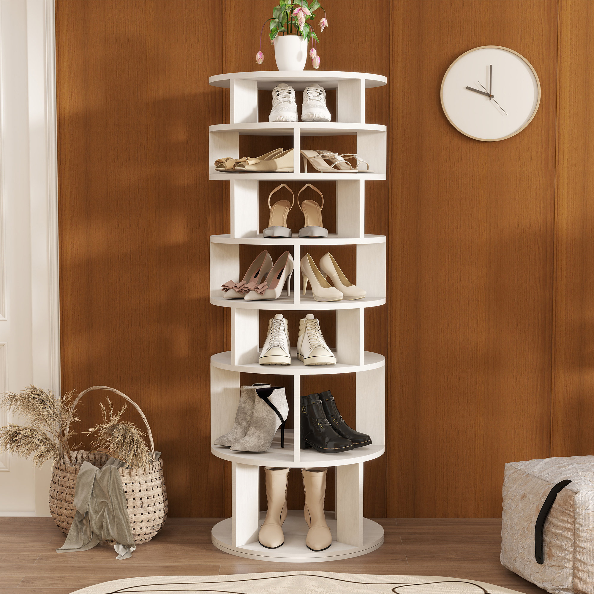 Hokku Designs Trianna 32 Pair Rotating Shoe Rack Fits Shoe Size up